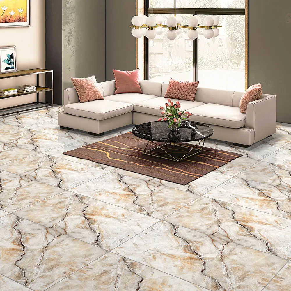 Feather Brown Polished Porcelain Tile 600x1200mm - Image 2