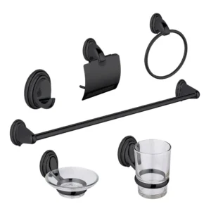 6 Piece Bathroom Accessories Black