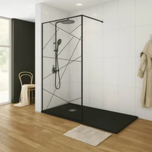 Elegance Shower Screen 1200X2000X6mm Black Design