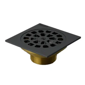 Aquavit Square Brass Shower Trap Cover Black 100mm