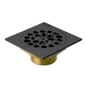 Aquavit Round Brass Shower Trap Cover Black 100mm