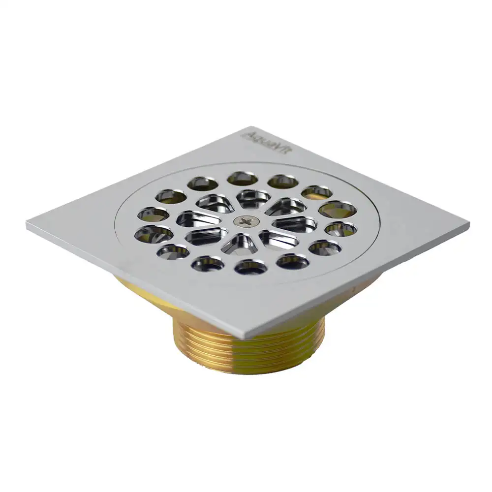 Aquavit Round Brass Shower Trap Cover Chrome 100mm