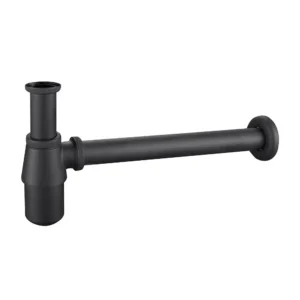 Aquavit Round Brass Bottle Trap Matt Black 32mm