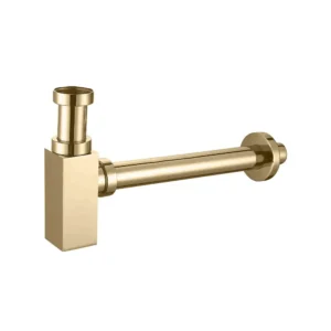 Aquavit Square Brass Bottle Trap Brushed Gold 32mm