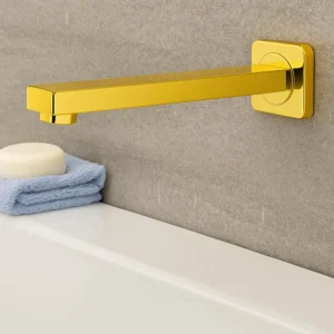 Alco Spout Square with Rosette – Brush Gold 150mm