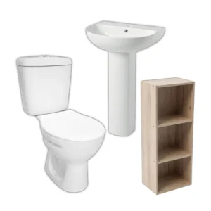 Top Flush Toilet Basin & Pedestal + Shelf Combo
