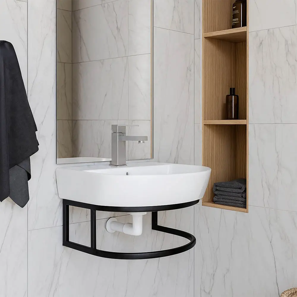 Modern Curve Basin With Bracket-White - Image 2