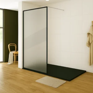 Shower Screen - White Strip With Black Frame 1000x2000x6mm