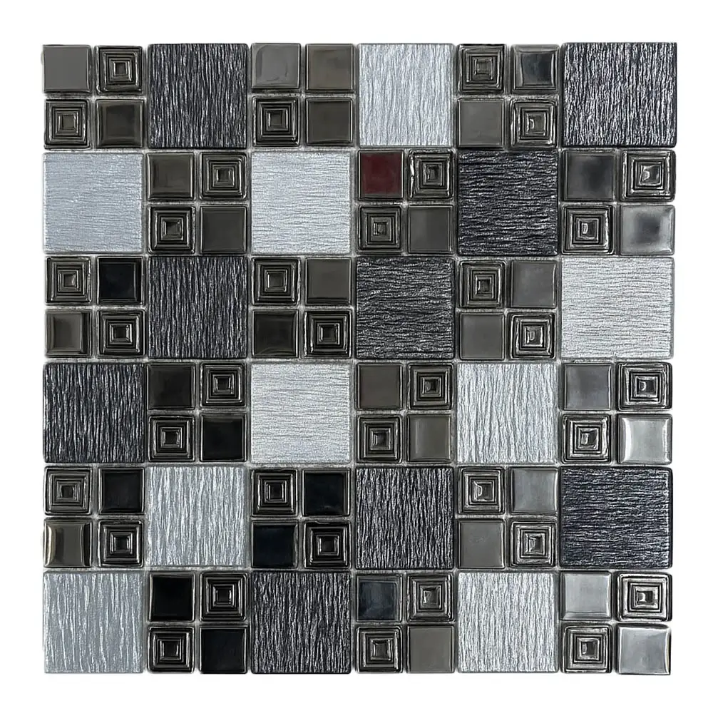 Jasper Nero Glass Mosaic Polished Nero Style 300×300×4mm