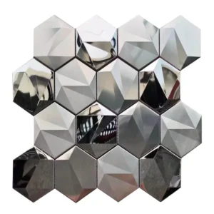 Matrix Silver Metallic Mosaic Brushed Silver Finish 265×300×8mm