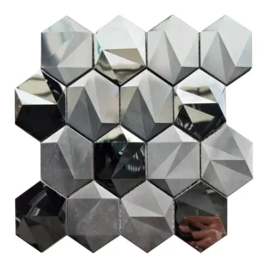 Matrix Grey Metallic Mosaic Brushed Grey Finish 265×300×8mm