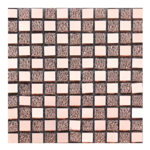 Cosmic Bronze Glass Mosaic Polished Bronze Style 25×25×3.8mm