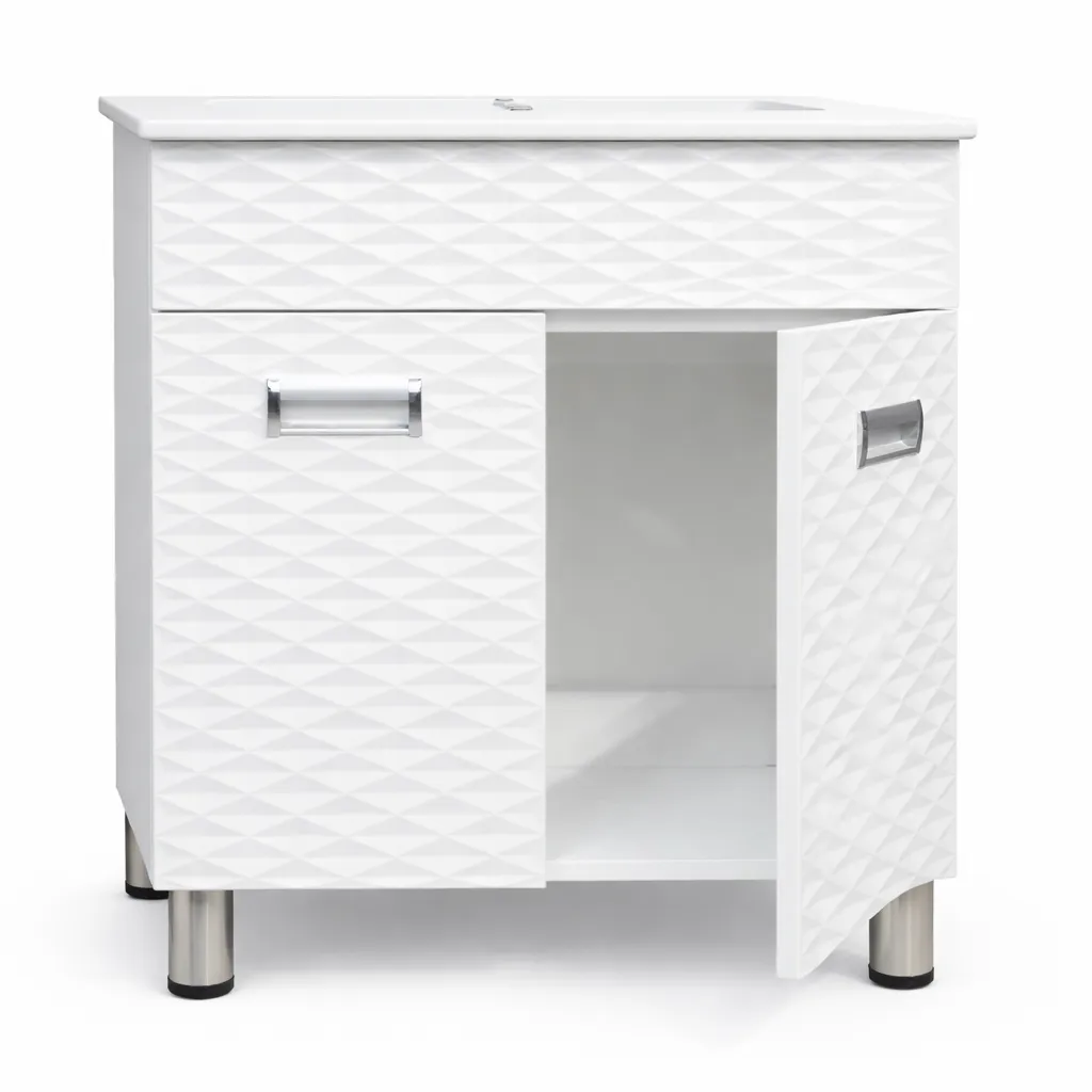 Pixel White Carved Cabinet Set With Pixel Basin Combo 600x450mm - Image 2