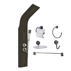 Black Shower Panel And Accessory Combo