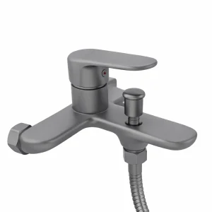 Aquavit Lenoro Bath Mixer with hose 35mm Gun Grey