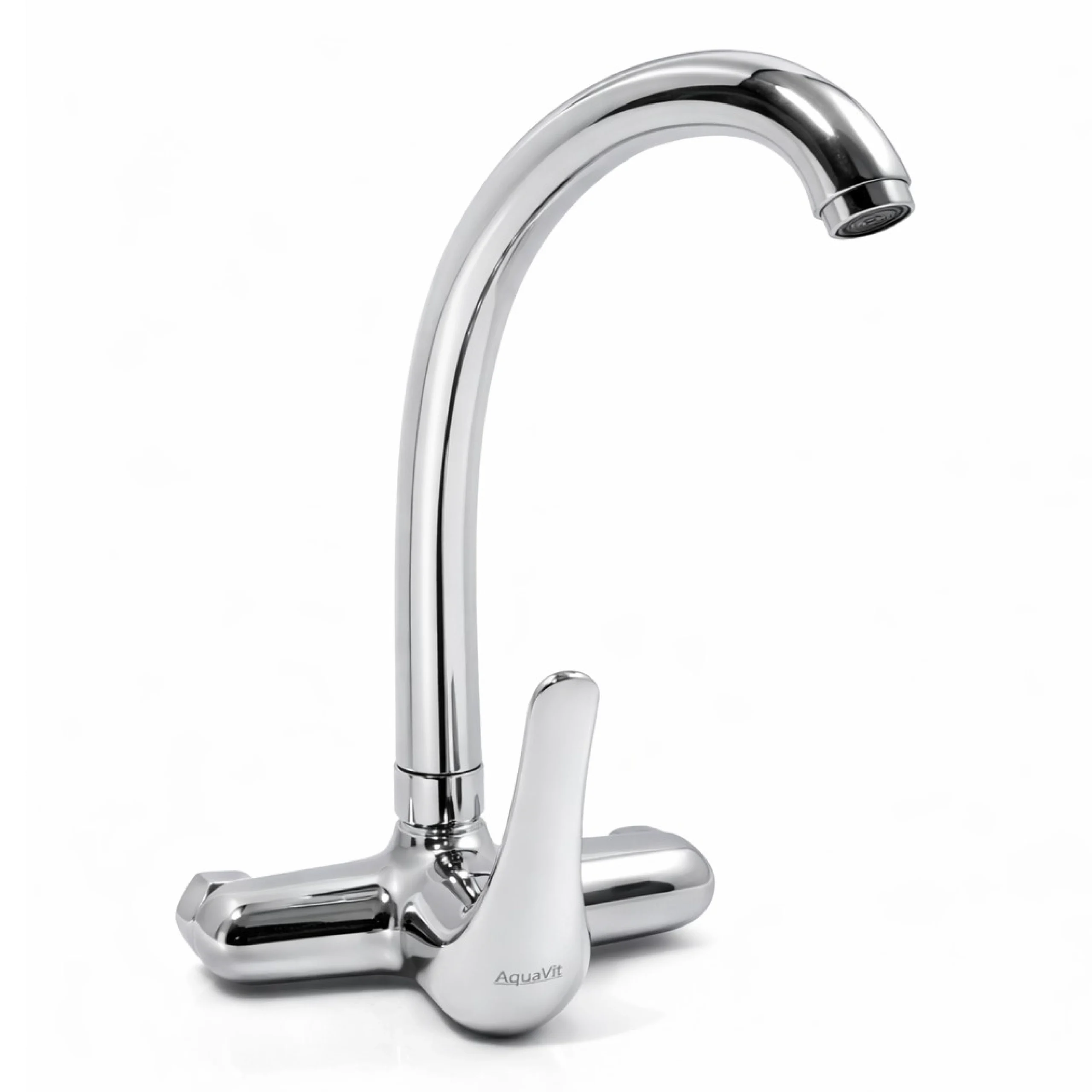 Aquavit Trinity Sink Mixer Wall Type High Rise Swivel Spout Chrome