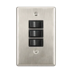 AUSMA Metal Silver Light Switch 3 Lever