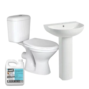 Top Flush Toilet + Basin & Pedestal + Cleaner combo