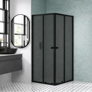 Corner Entry Shower Door - Square Grey Glass 900×900×1800mm