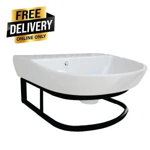 Modern Curve Basin With Bracket-White