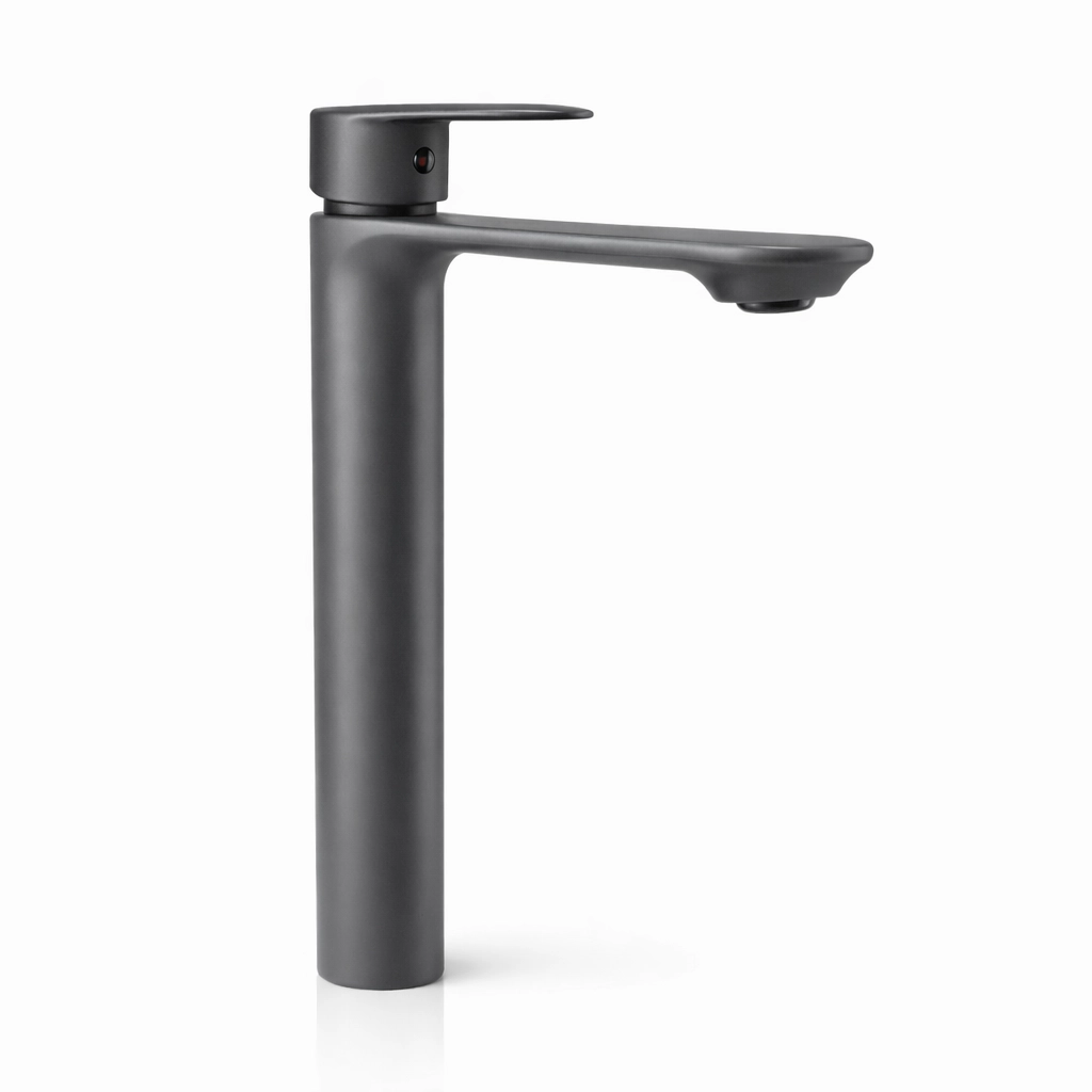 Aquavit Lenoro Basin Mixer Long Body 30mm Gun Grey