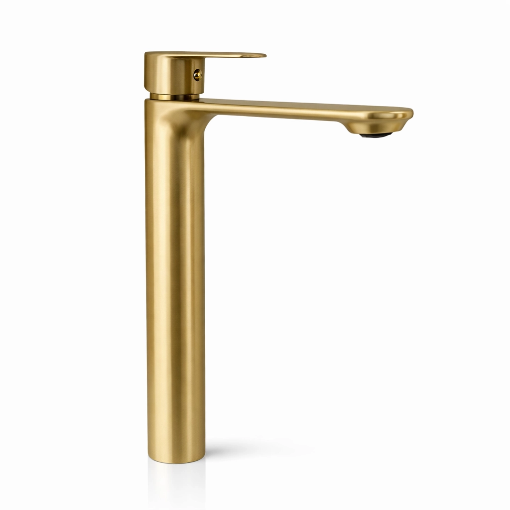 Aquavit Lenoro Basin Mixer Long Body 30mm Brush Gold
