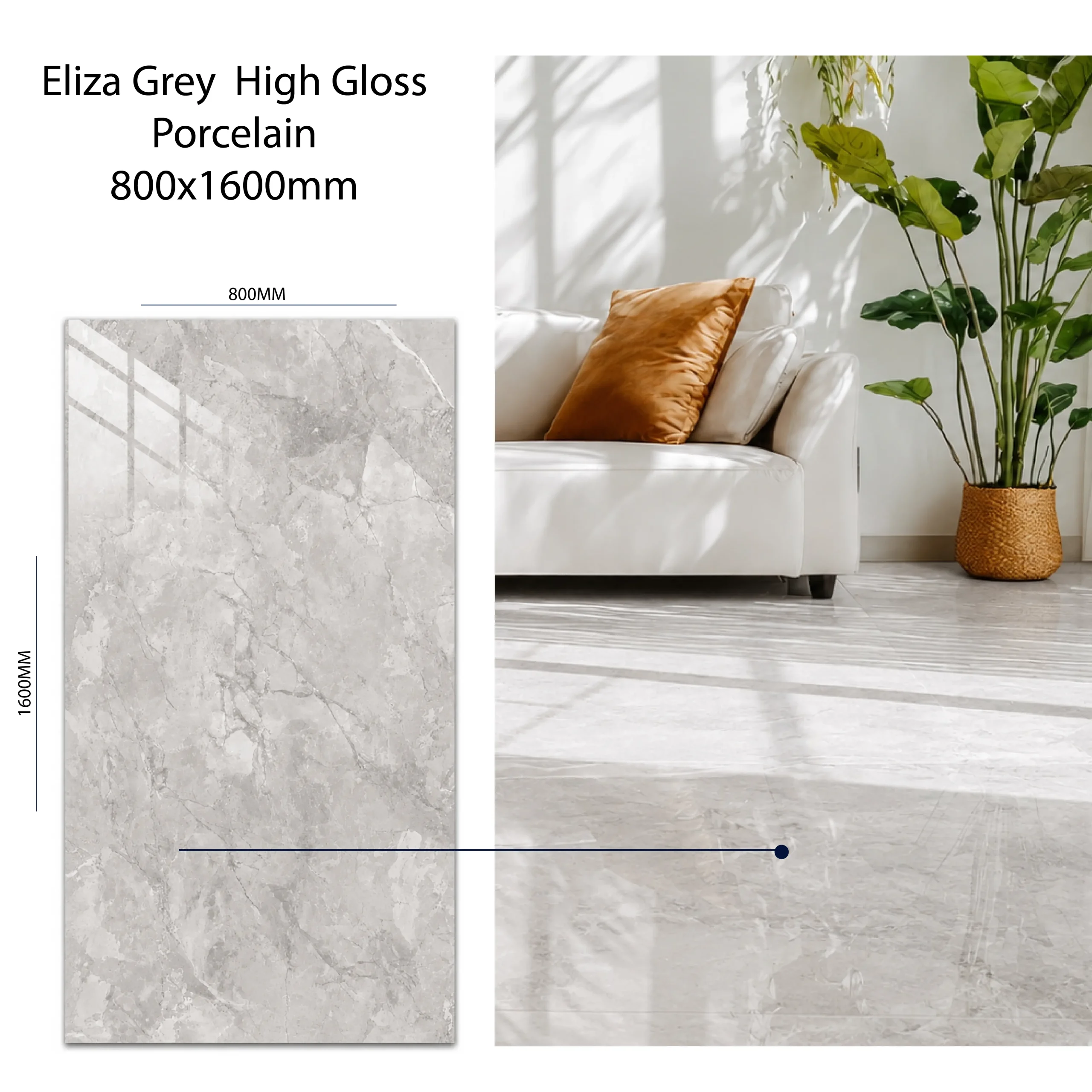 Eliza Grey Glazed Polished Porcelain 800X1600mm - Image 2