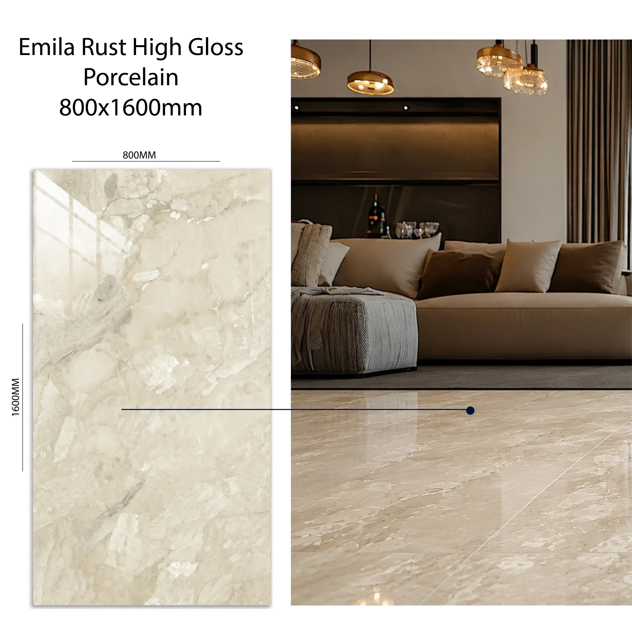 Emila Rust Glazed Polished Porcelain 800X1600mm - Image 2