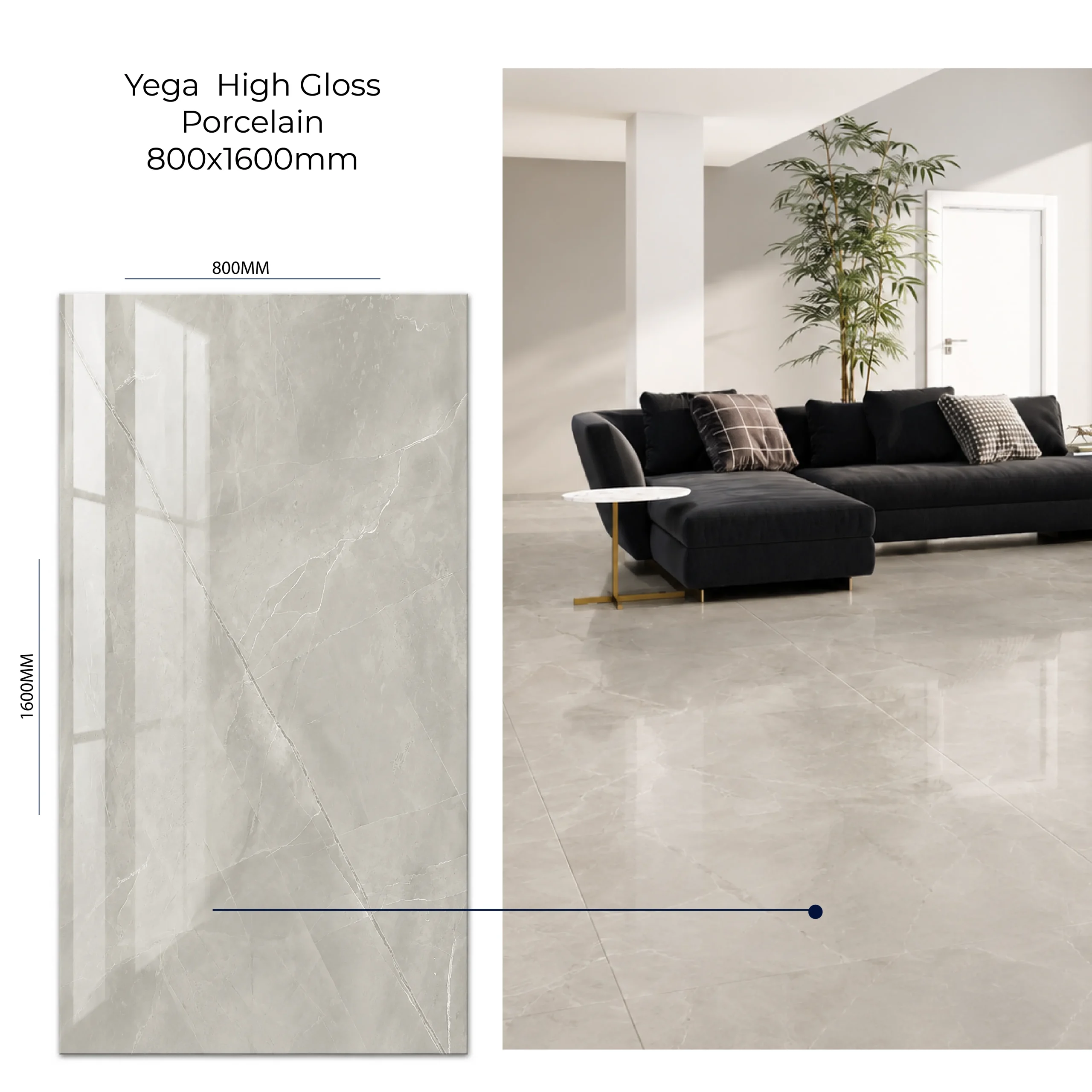 Yega Glossy Glazed Porcelain 800×1600mm - Image 2