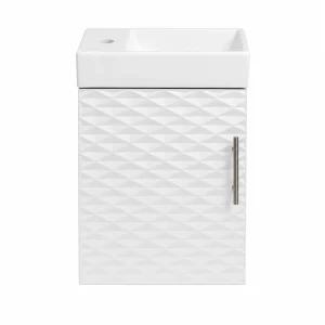 Mosco Carved Cabinet Set With Basin – White Combo 390x220mm