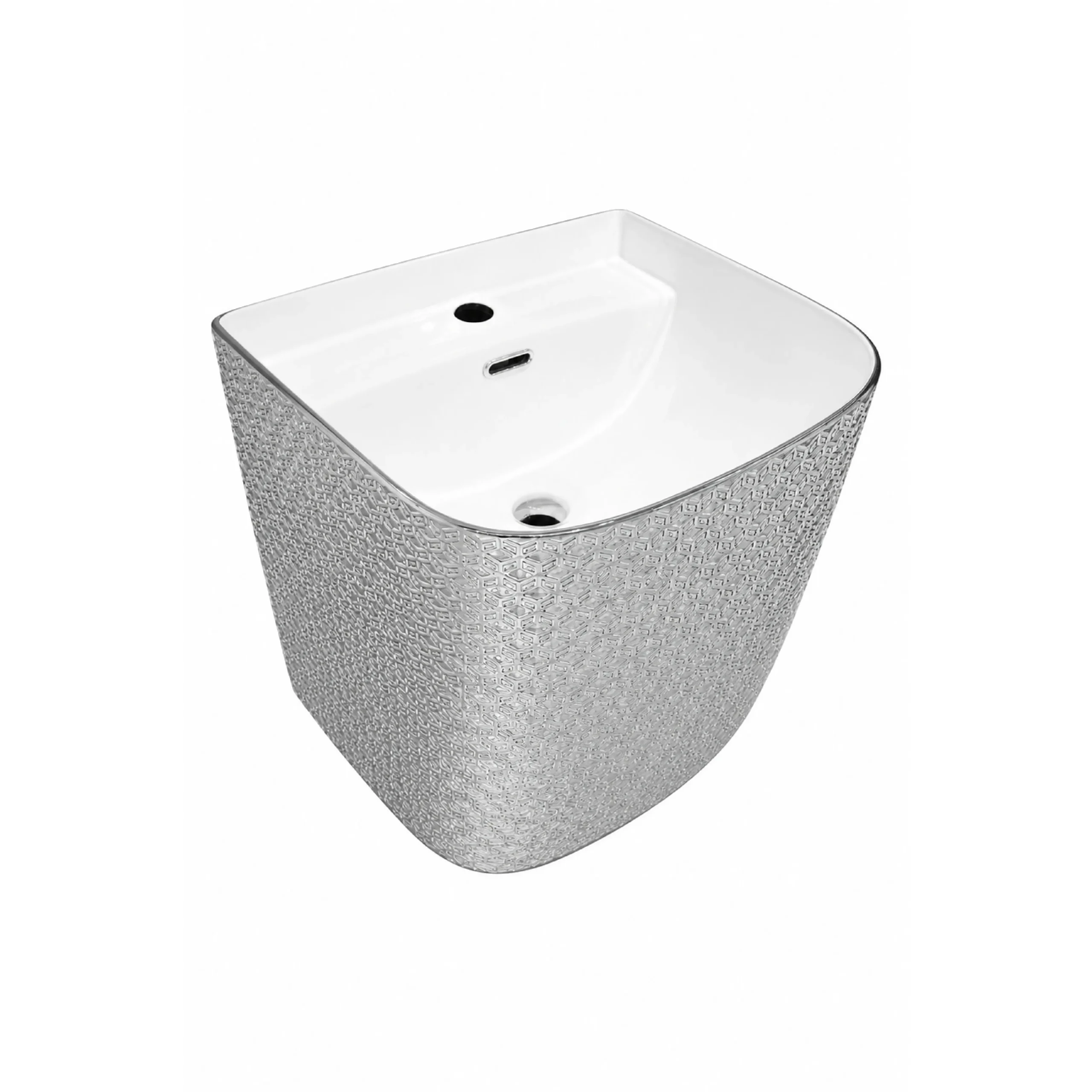 Wall Hung Wash Basin (Electroplated Silver) - Image 2