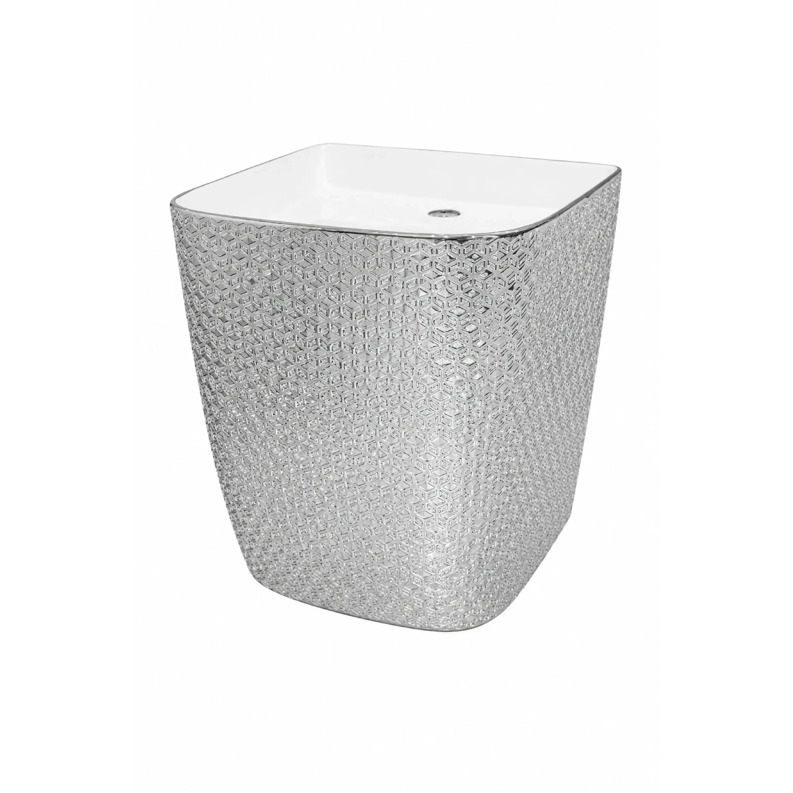 Wall Hung Wash Basin (Electroplated Silver) - Image 3