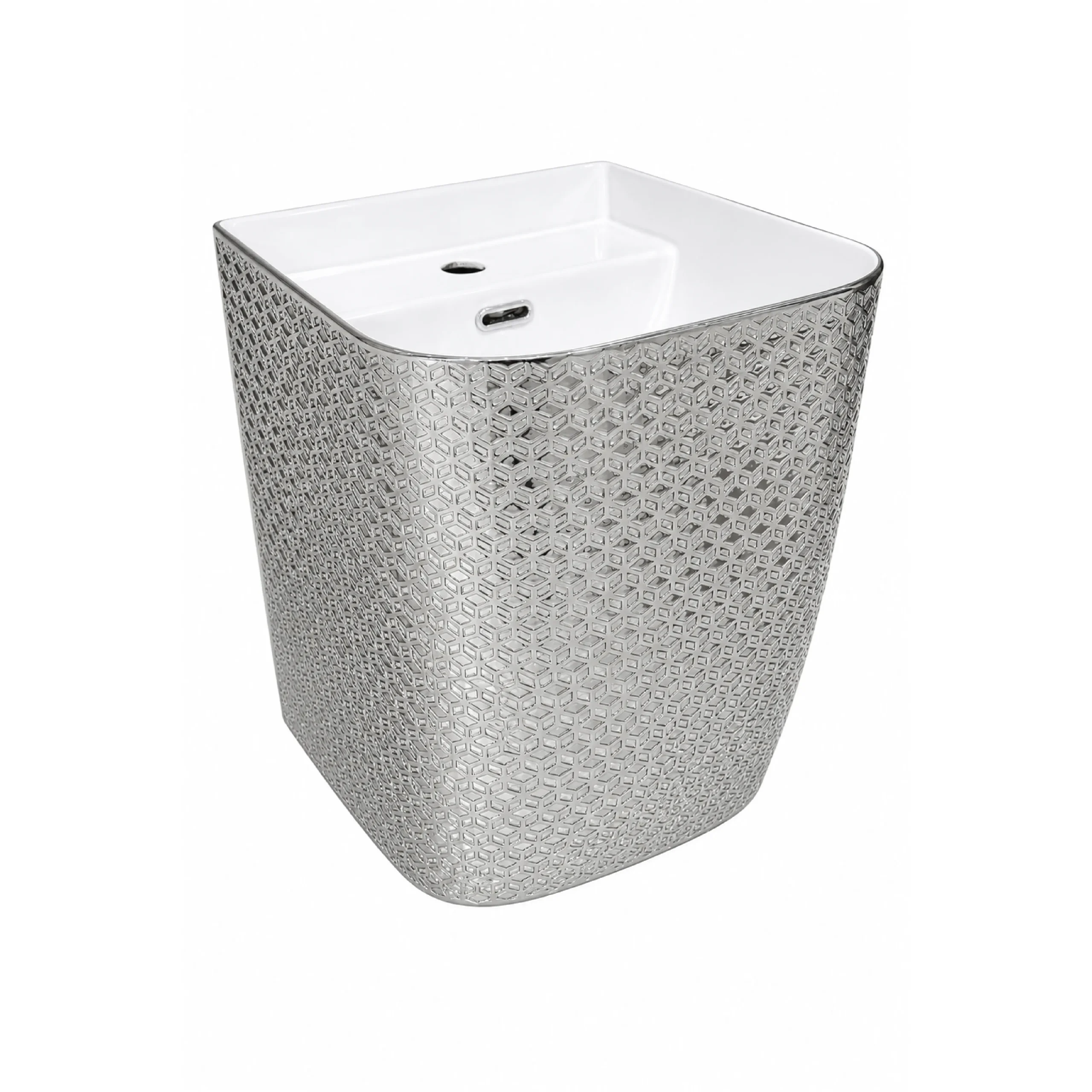 Wall Hung Wash Basin (Electroplated Silver)