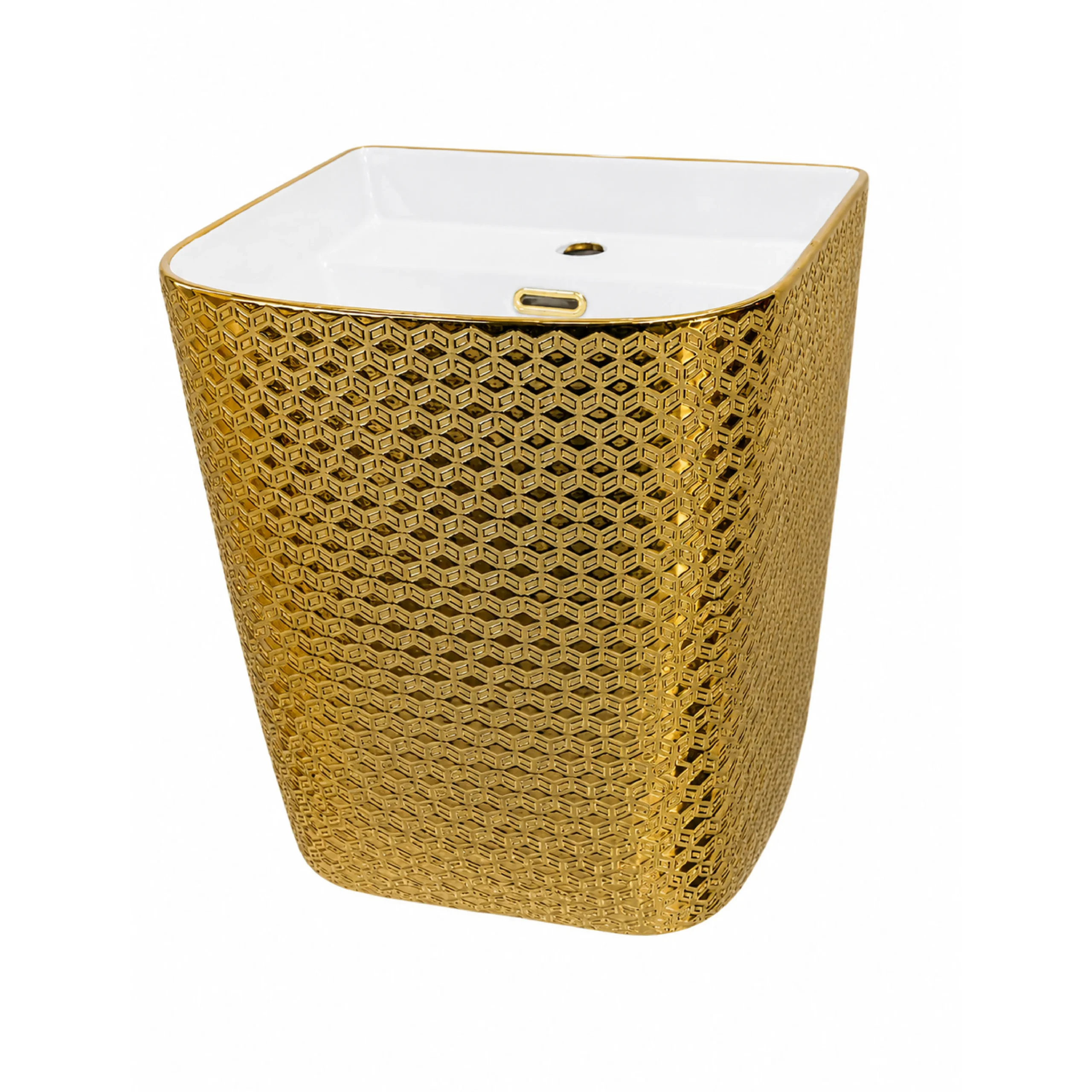 Wall Hung Wash Basin (Electroplated Gold) - Image 3