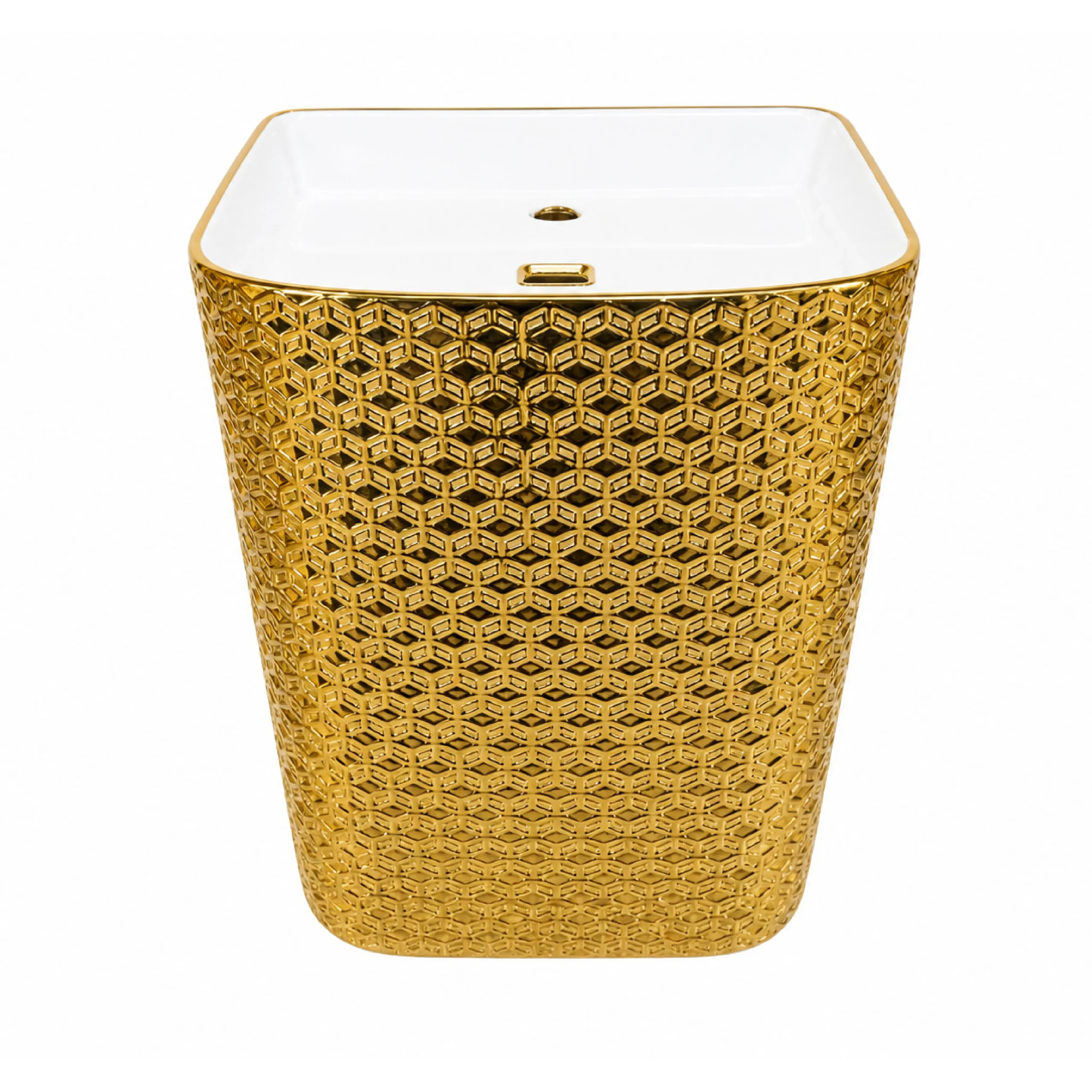 Wall Hung Wash Basin (Electroplated Gold) - Image 4