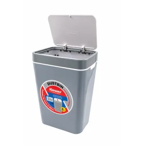 Kleaner  8Lt Rectangle Press Style Trash Can Grey
