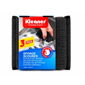 Kleaner Sponge Scourer - Black - 3 Pc