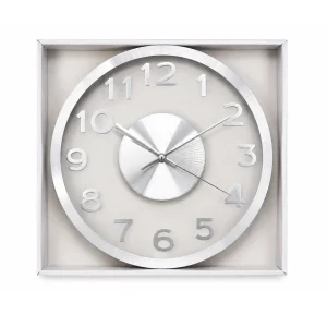 Wall Clock White Background With Silver Numbers