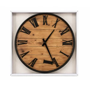 Wall Clock Woodlook Background With Black Numbers