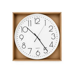 Wall Clock  White Background With Black Numbers