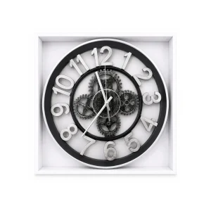 Wall Clock Mechanical Background With Black Frame