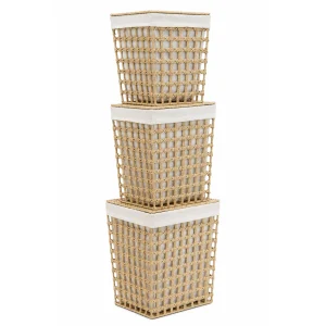 3 Pc Laundry Storage Square Natural Oak
