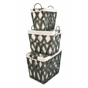 3 Pc Laundry Storage  Square Grey
