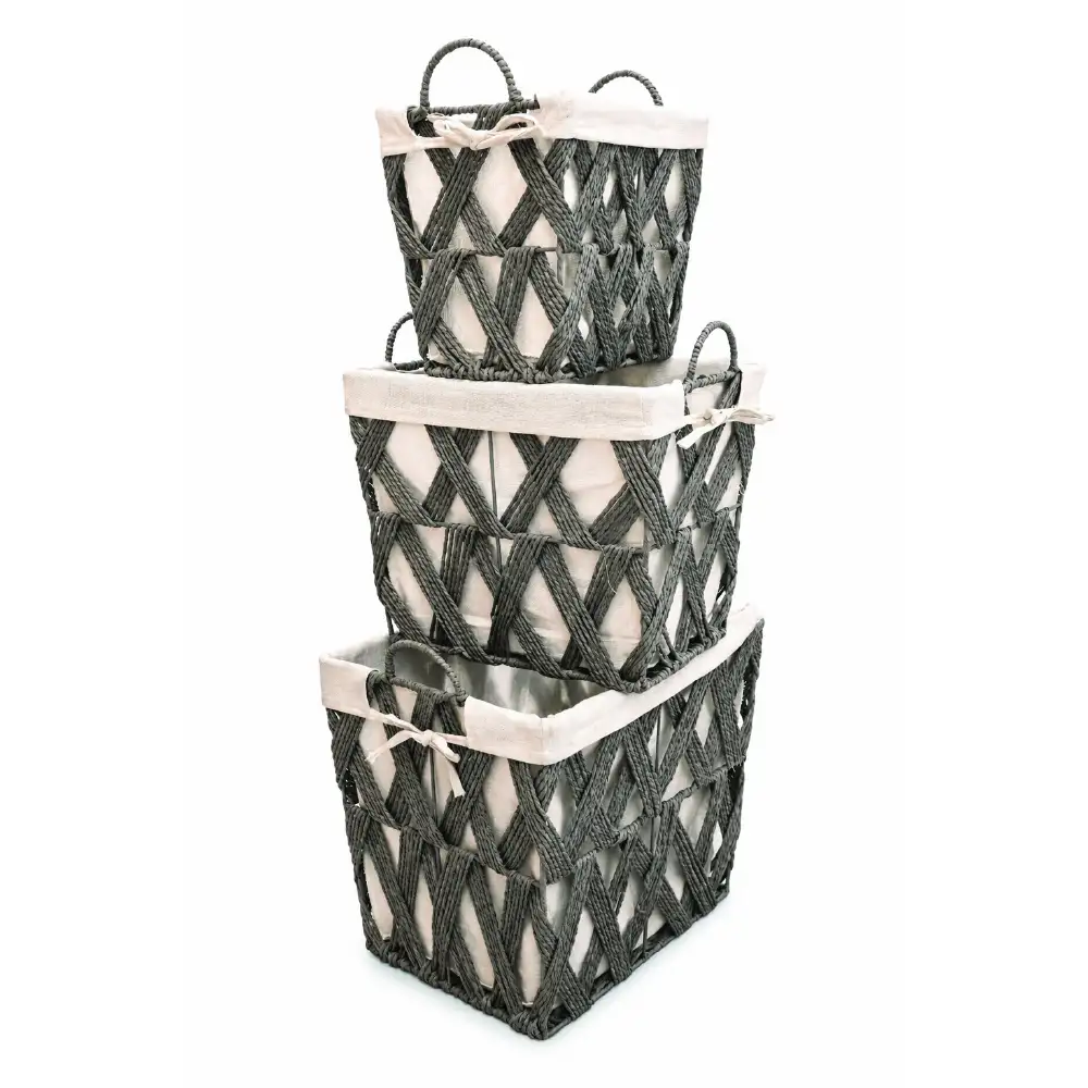3 Pc Laundry Storage Square Grey