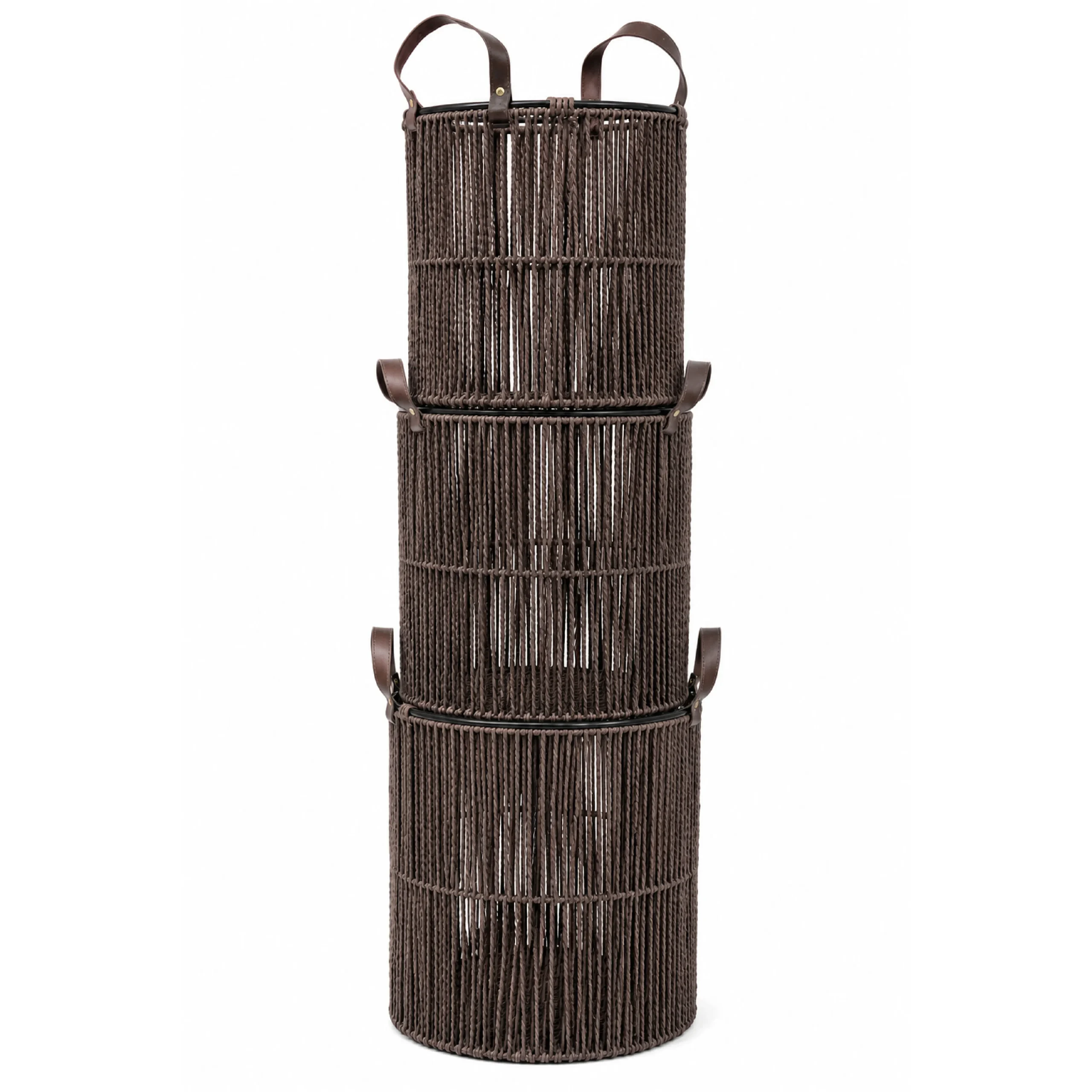 3 Pc Laundry Storage Round - Mahogany