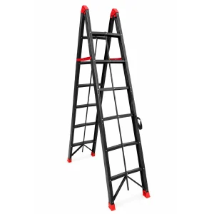 6 Step Multi-Fold A-Shaped Ladder Red and Black