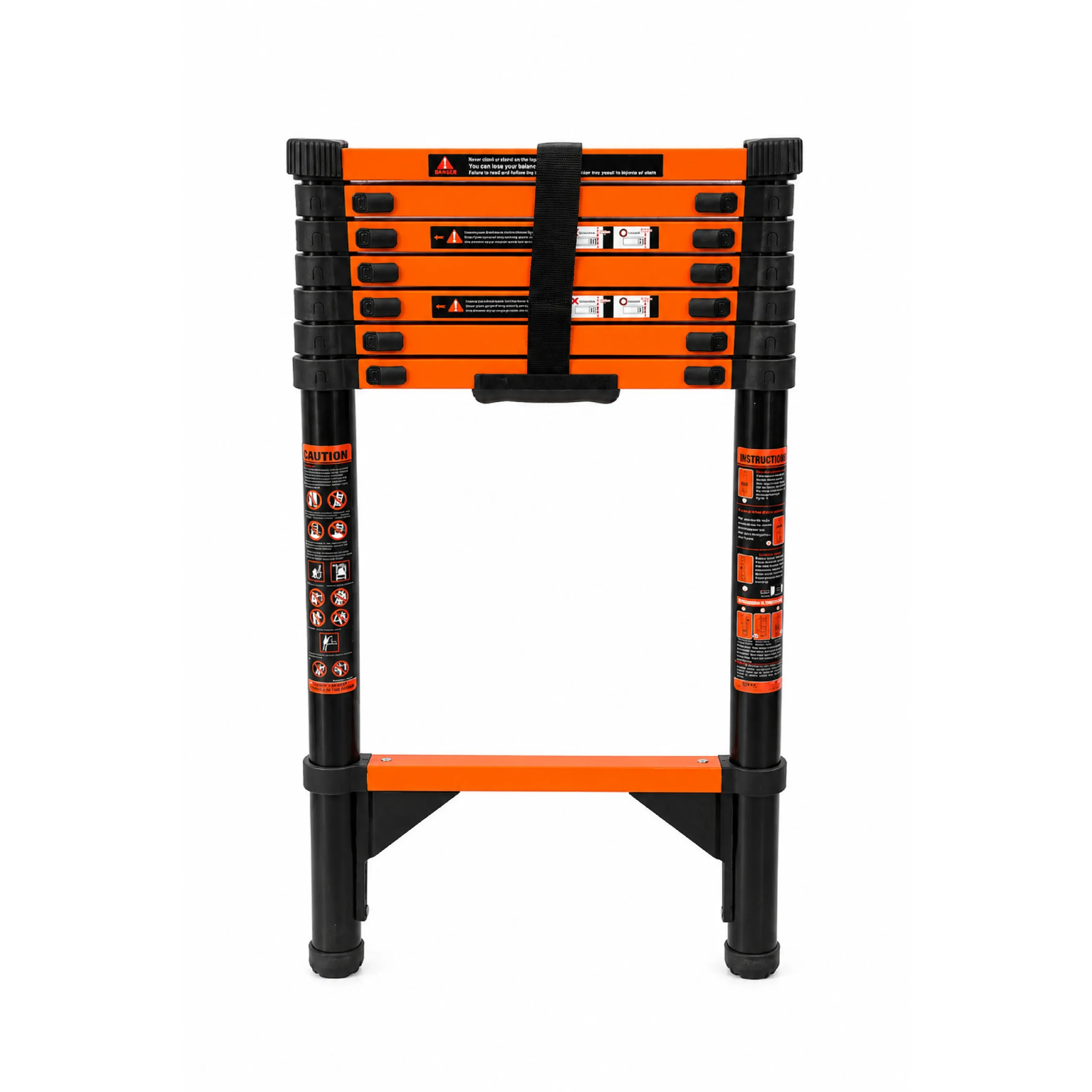8 Step Extendable Ladder Black & Orange - Image 2