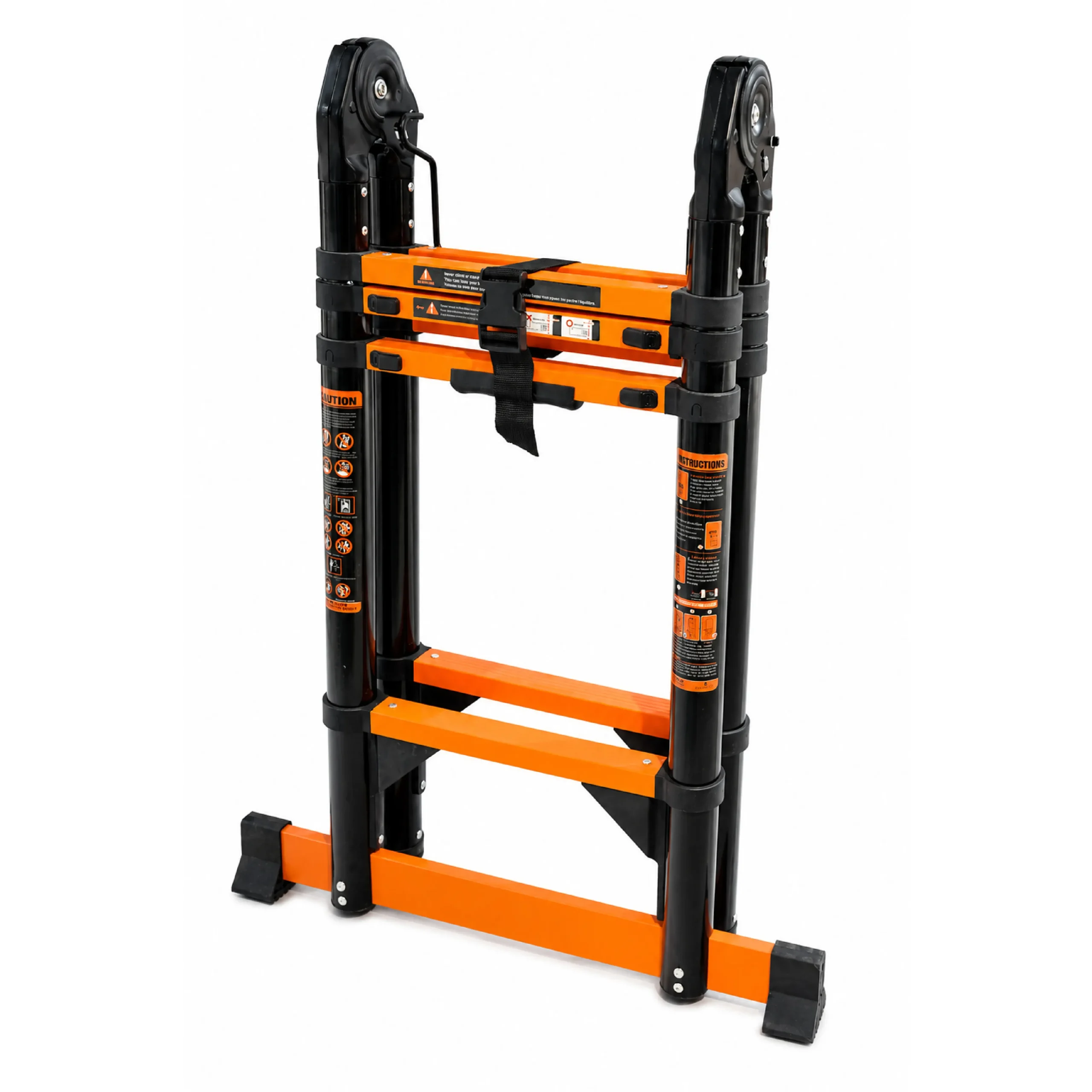 2X4 Step Extendable Ladder Black & Orange - Image 2