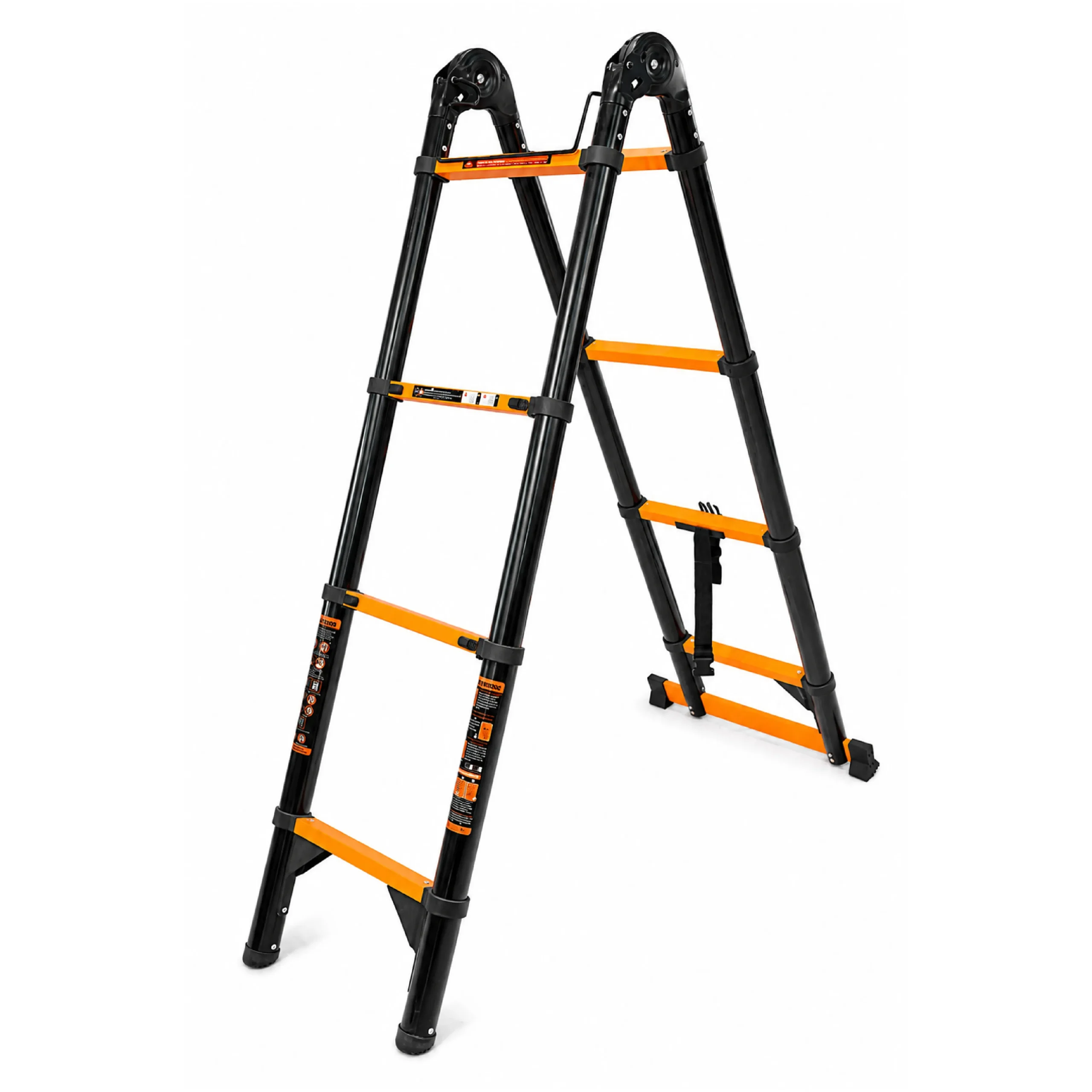 2X4 Step Extendable Ladder Black & Orange