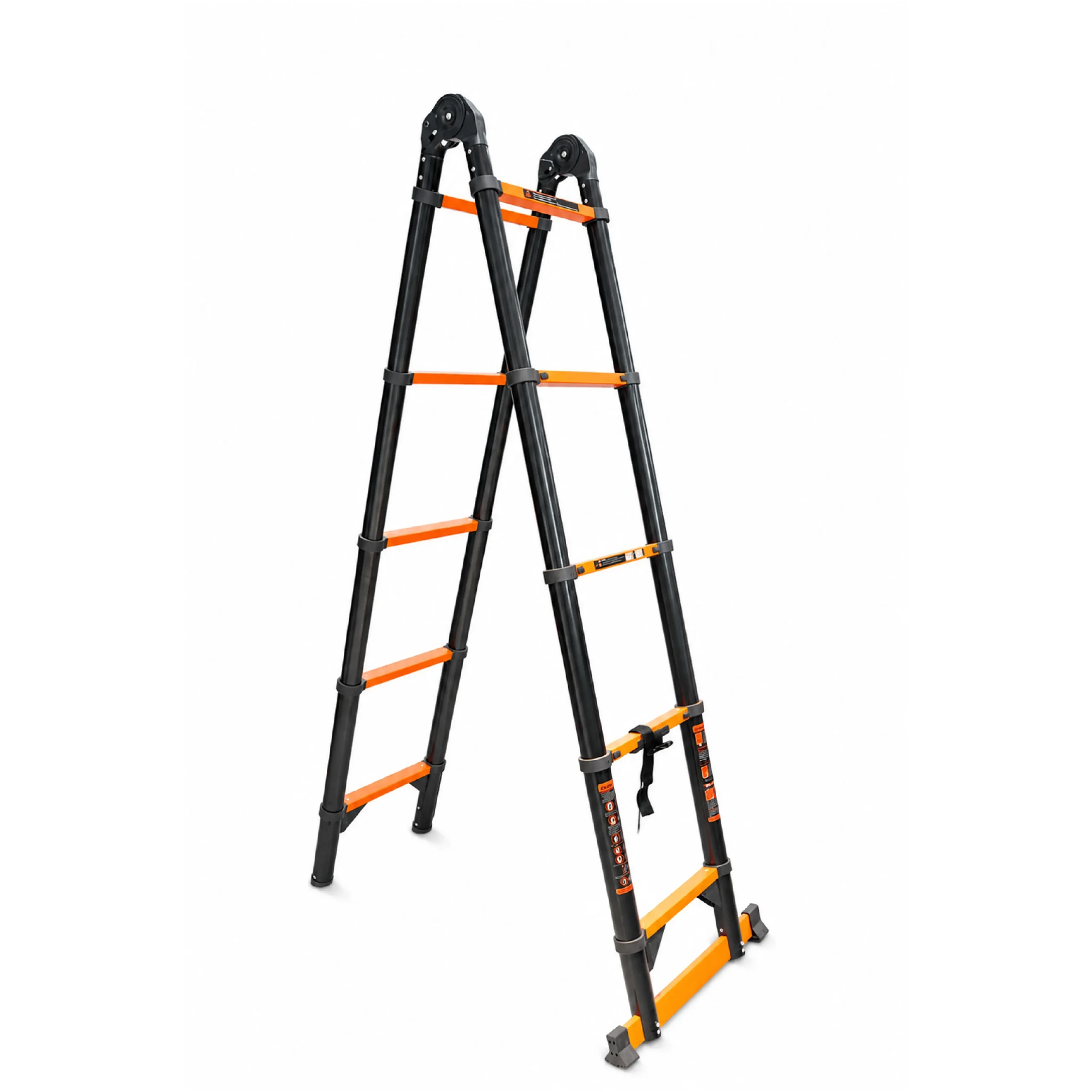 2X5 Step Extendable Ladder Black & Orange